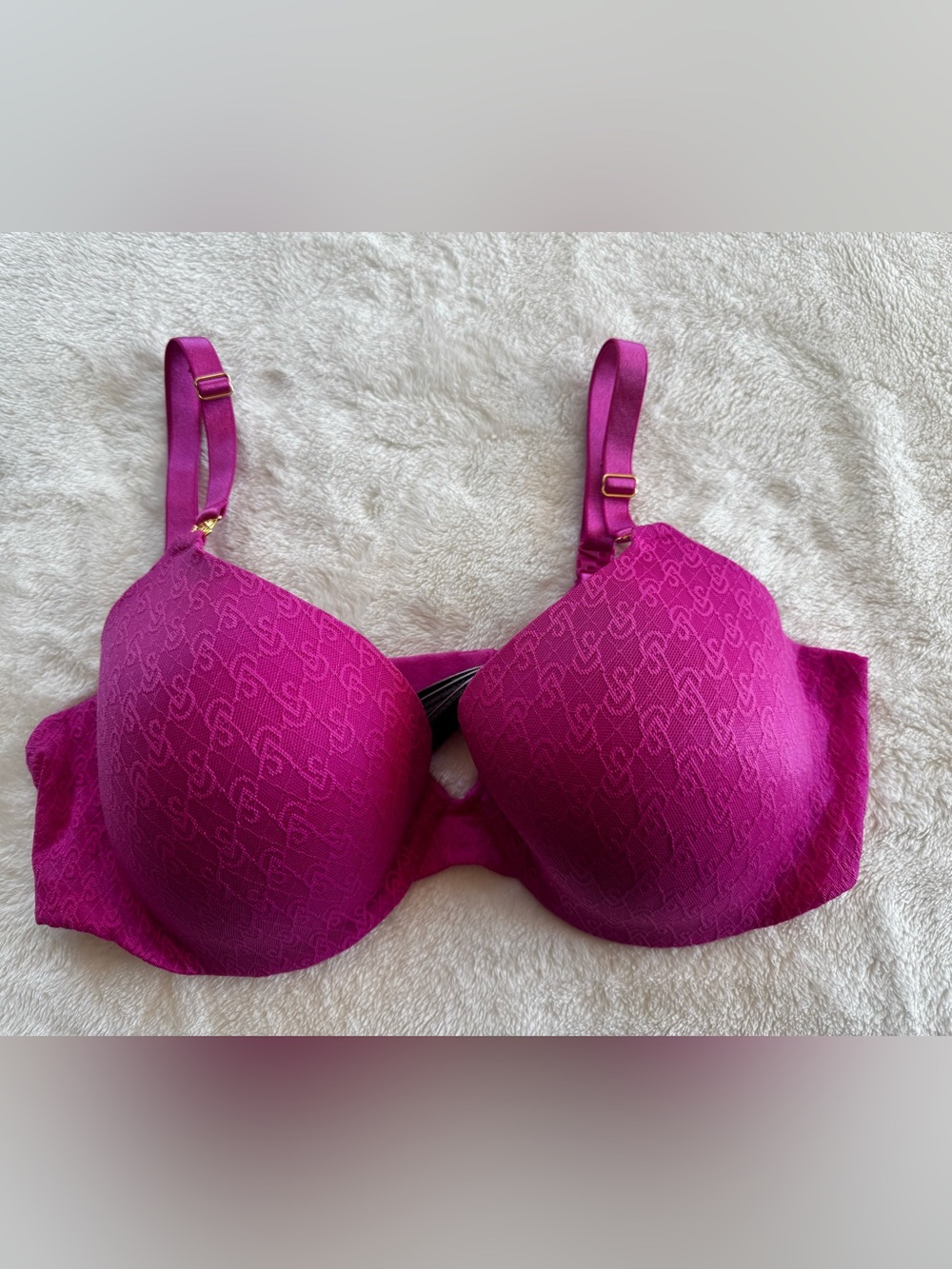 Victoria's Secret Magenta Molded T-Shirt Bra with Monogram Jacquard